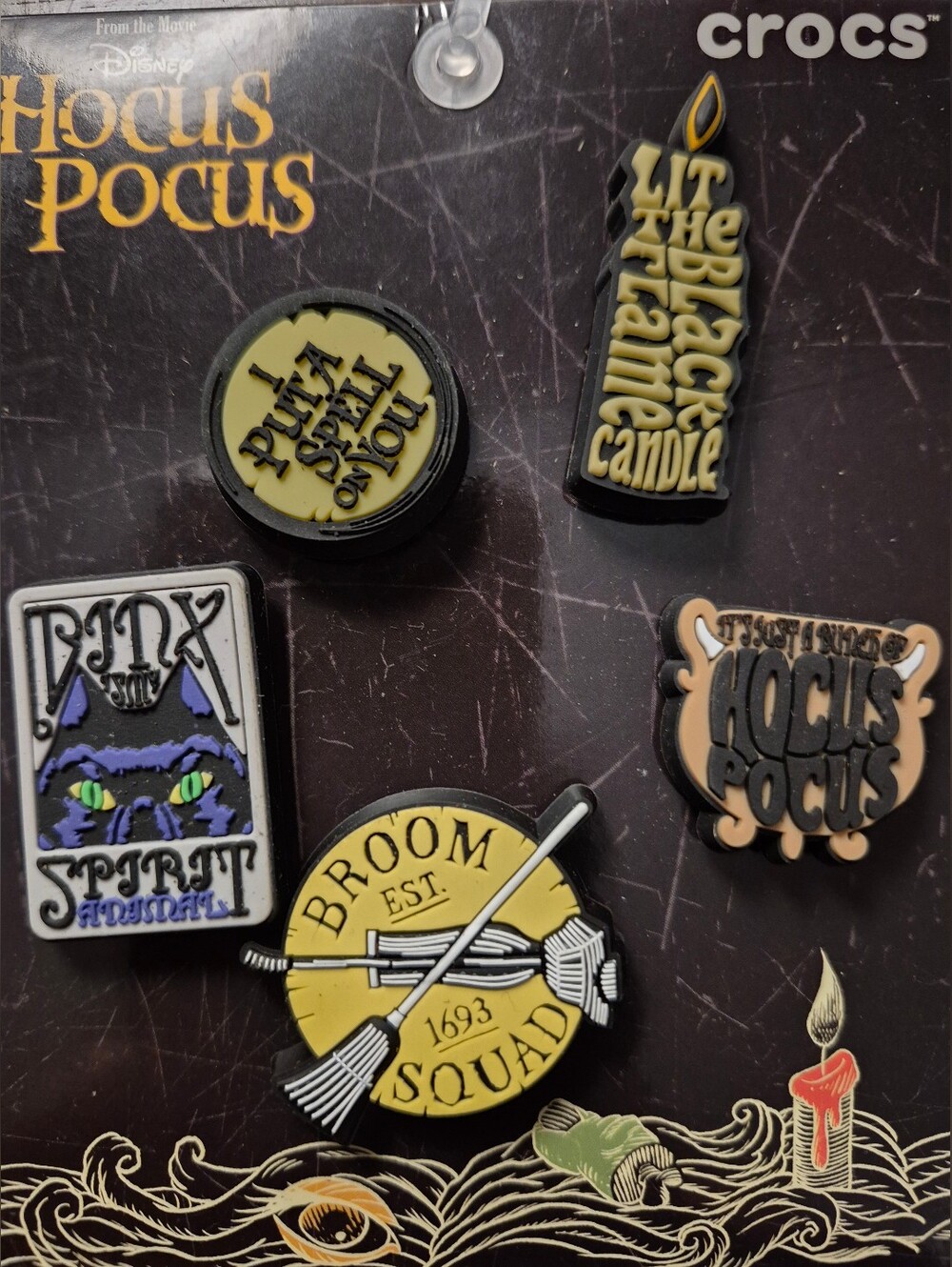 Disney Hocus Pocus Jibbitz Charm Pack - Black, Yellow, Red